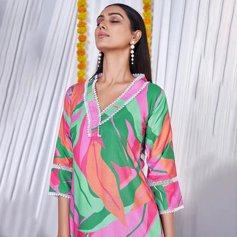 Elevate Your Style with Our Green Floral Printed Co-Ord Set