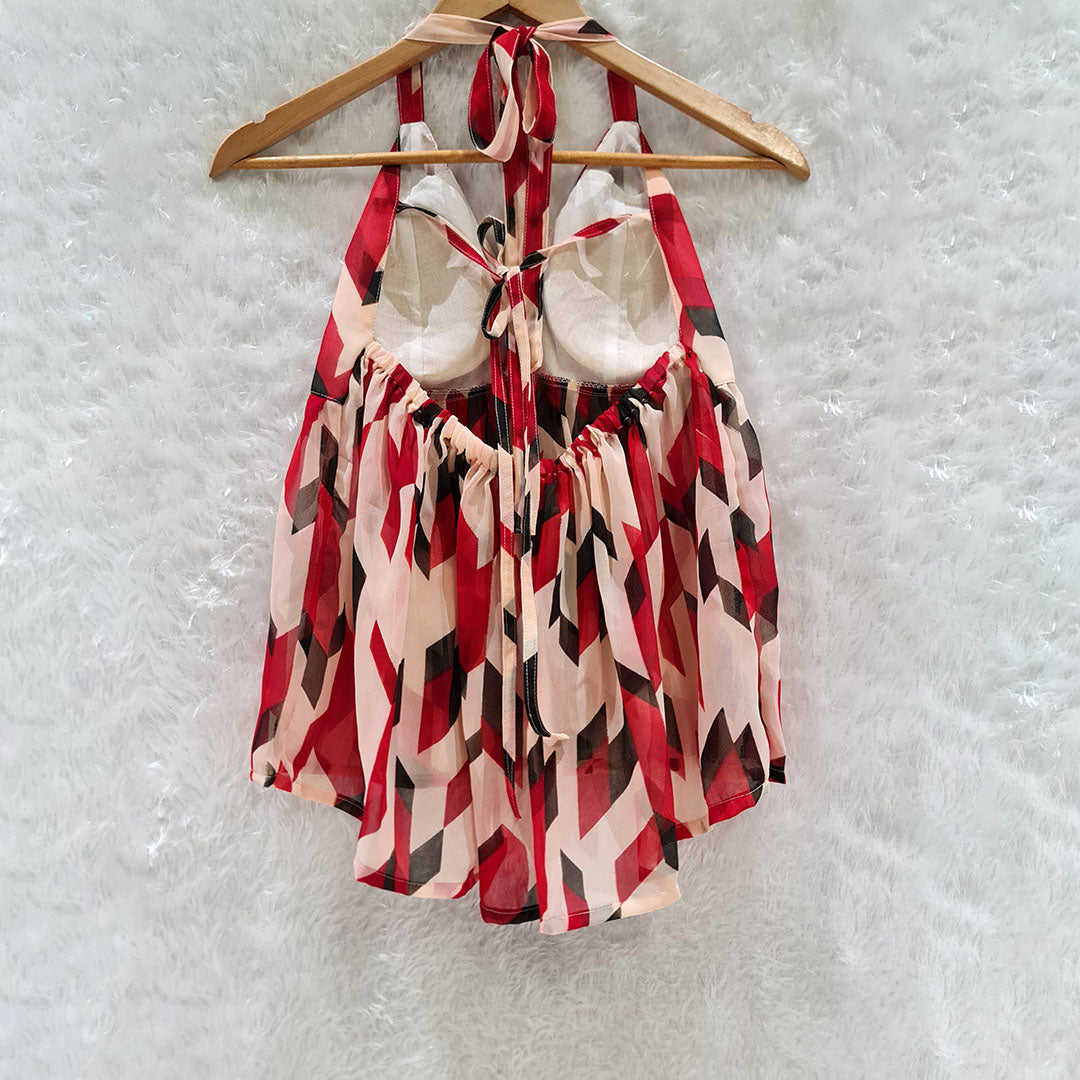 Red Hot & Ready to Rule: The Statement Halter Neck Top with Abstract Print