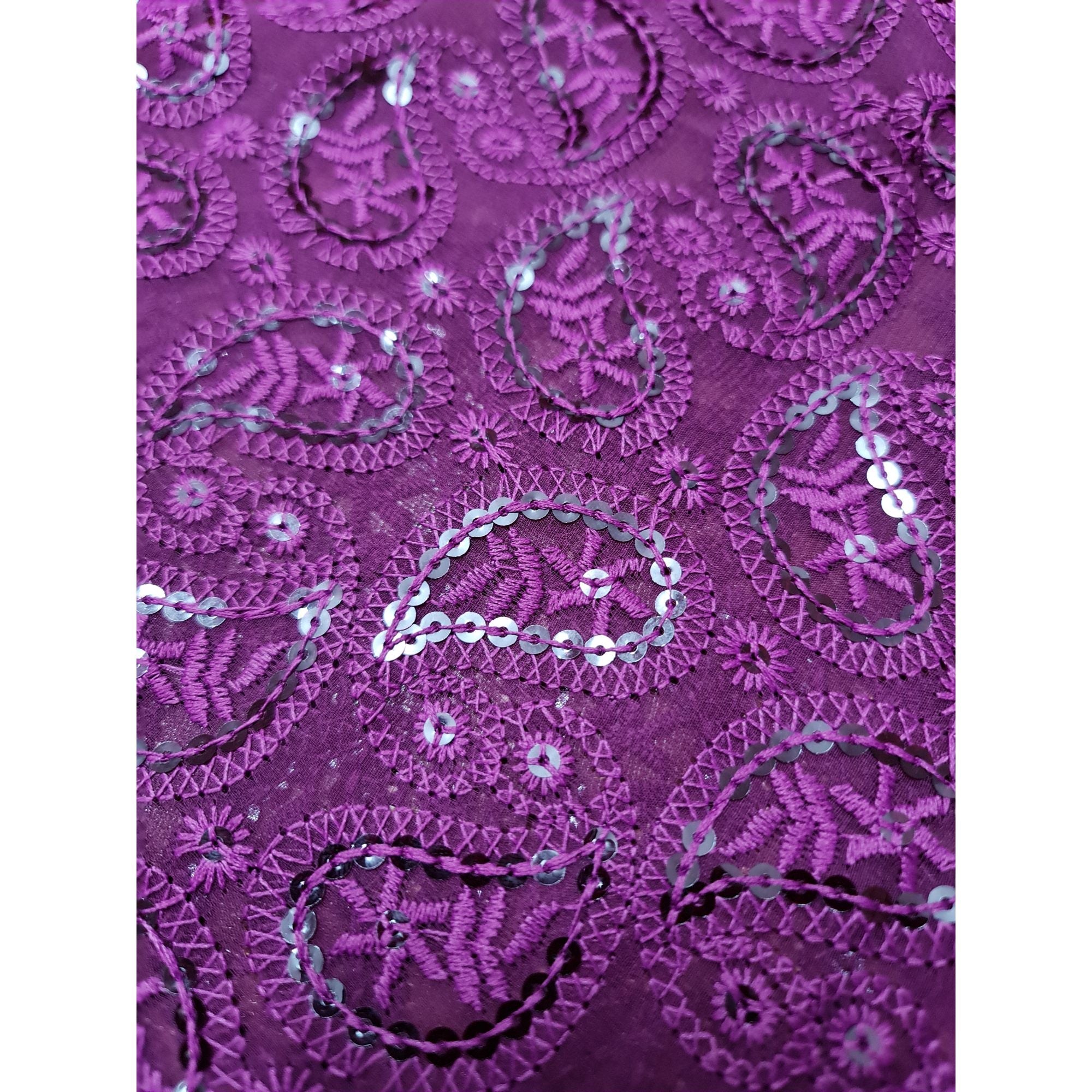 Purple Bodyfit Side Tassel Chikankari Long Kurti