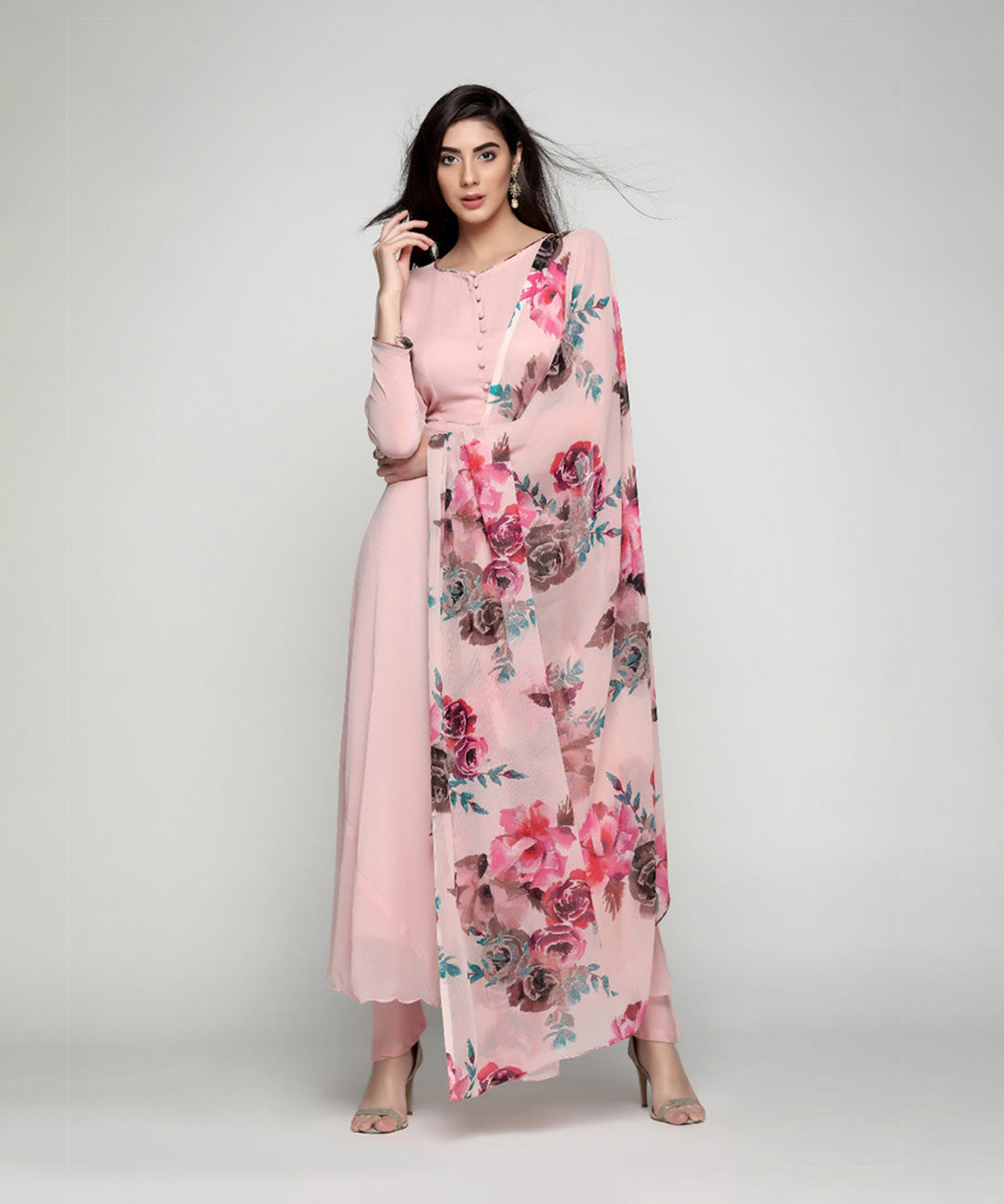 Adorable straight plain salwar suit with digital printed dupatta, showcasing simplicity and elegance