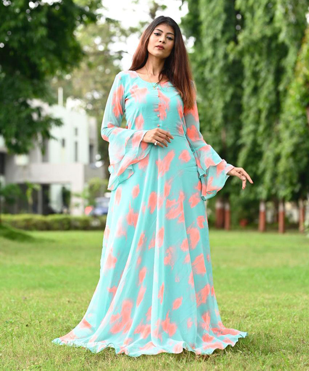 Digital print long dresses store