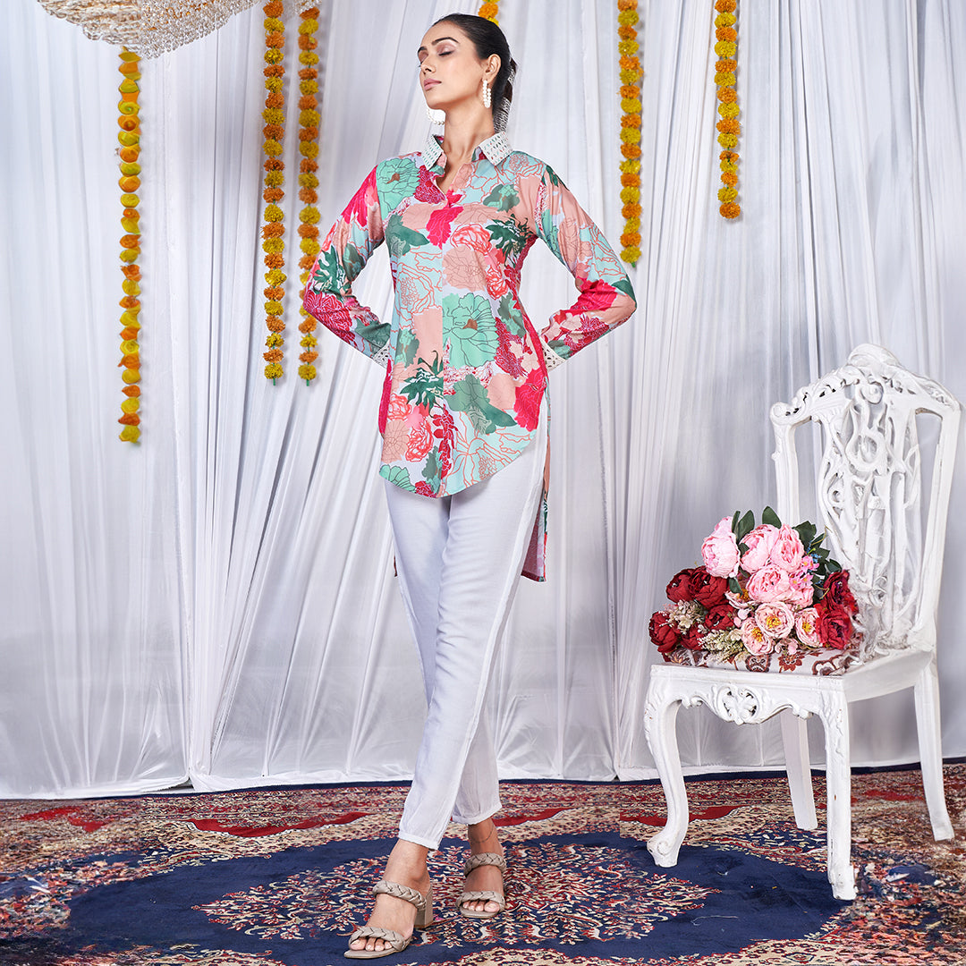 Floral love printed up & down co-ord set, a stylish and versatile matching outfit.