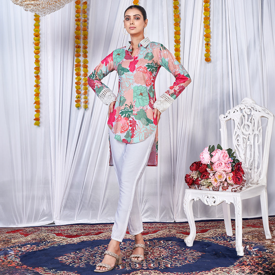 Floral love printed up & down co-ord set, a stylish and versatile matching outfit.