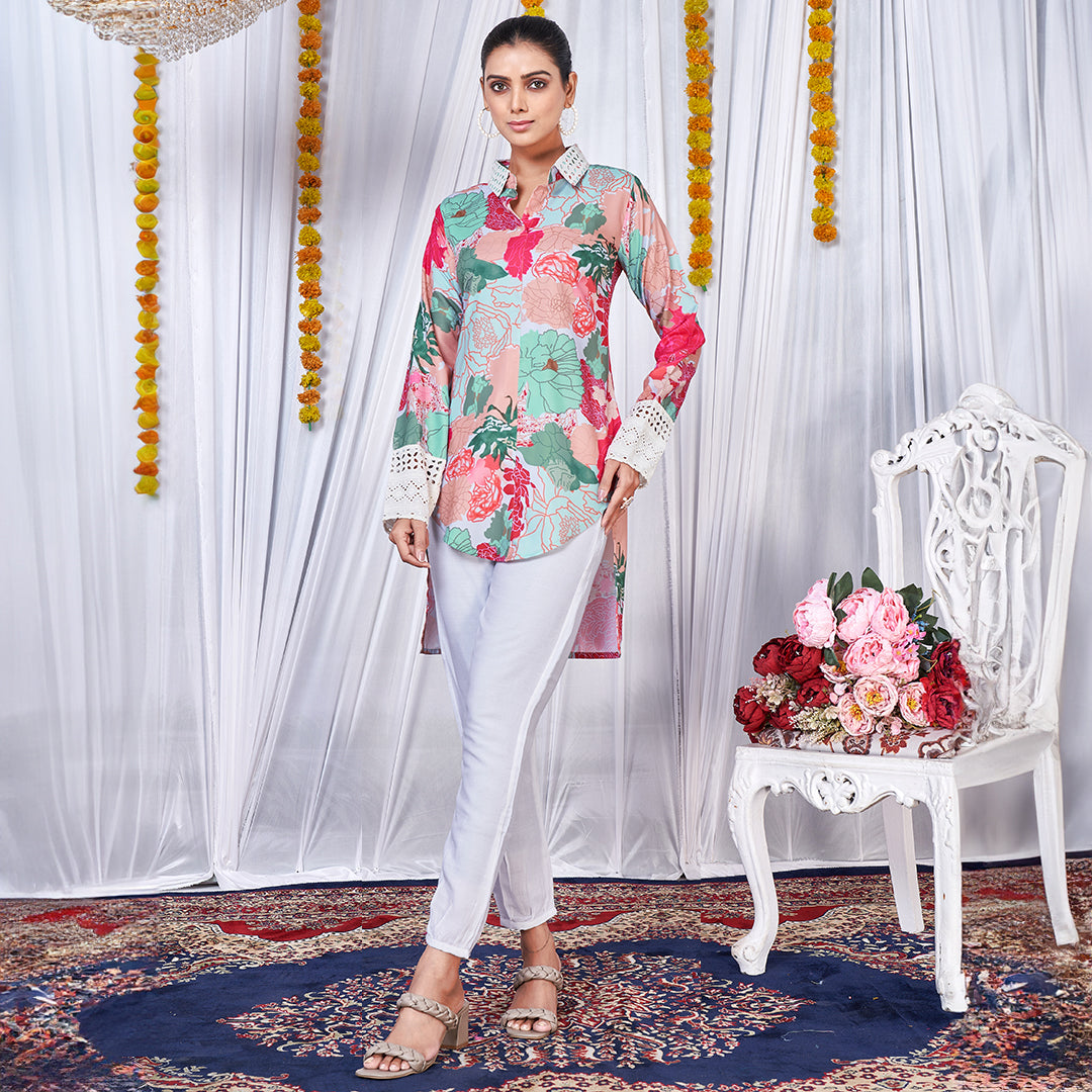 Floral love printed up & down co-ord set, a stylish and versatile matching outfit.