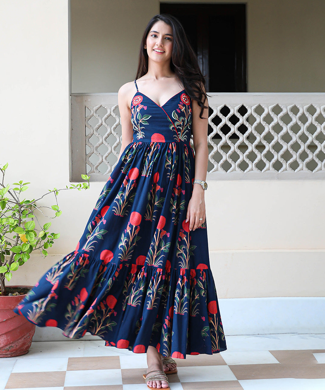 Floral orders pattern long dress