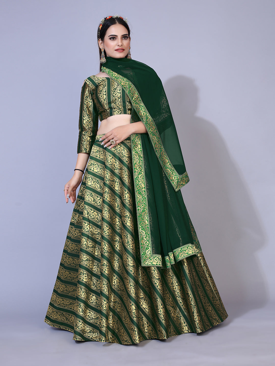 Green lehenga choli dupatta online
