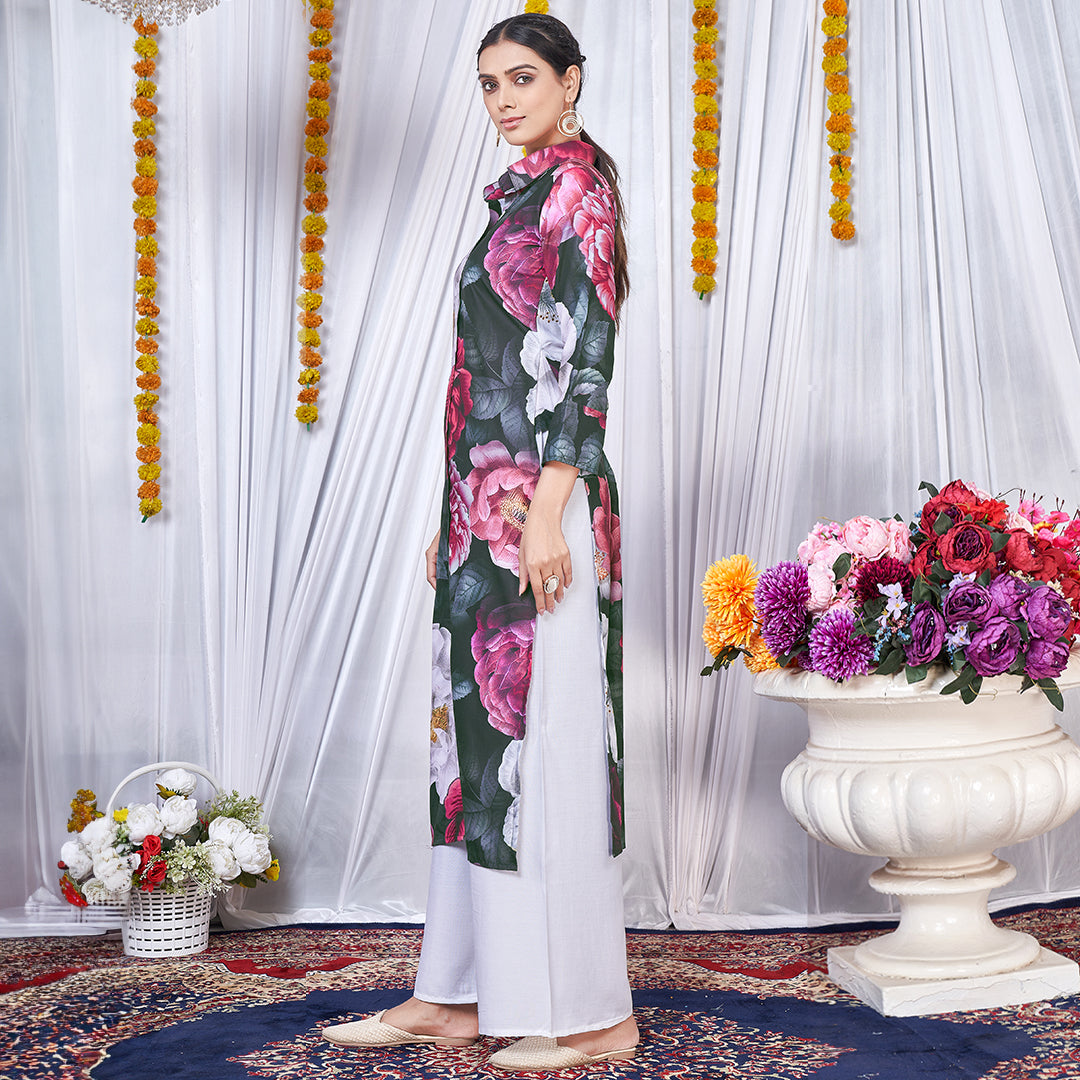 Multicolor floral printed co-ord set, a vibrant and stylish matching outfit.