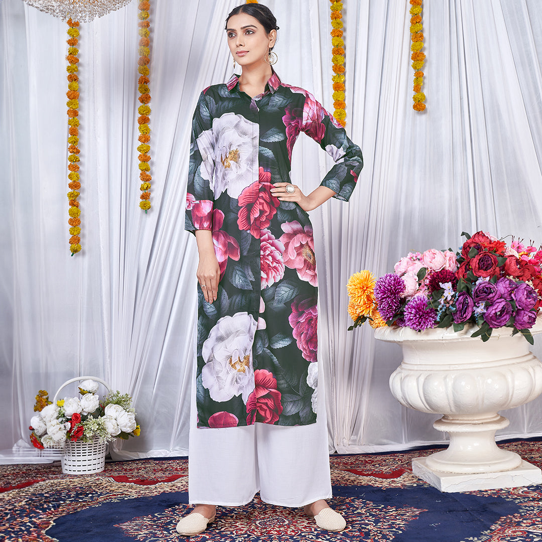 Multicolor floral printed co-ord set, a vibrant and stylish matching outfit.