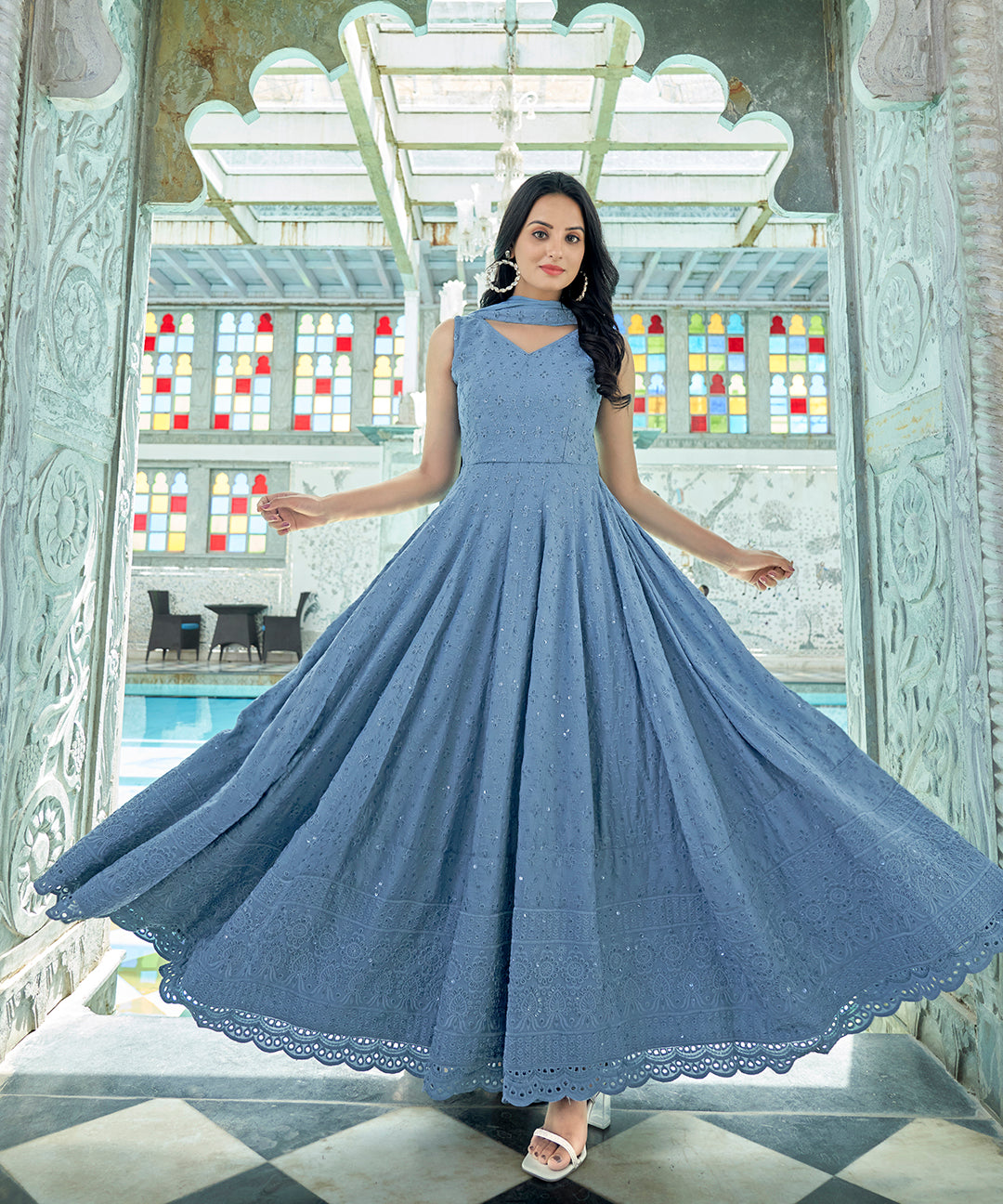 Long fashion gowns with dupatta