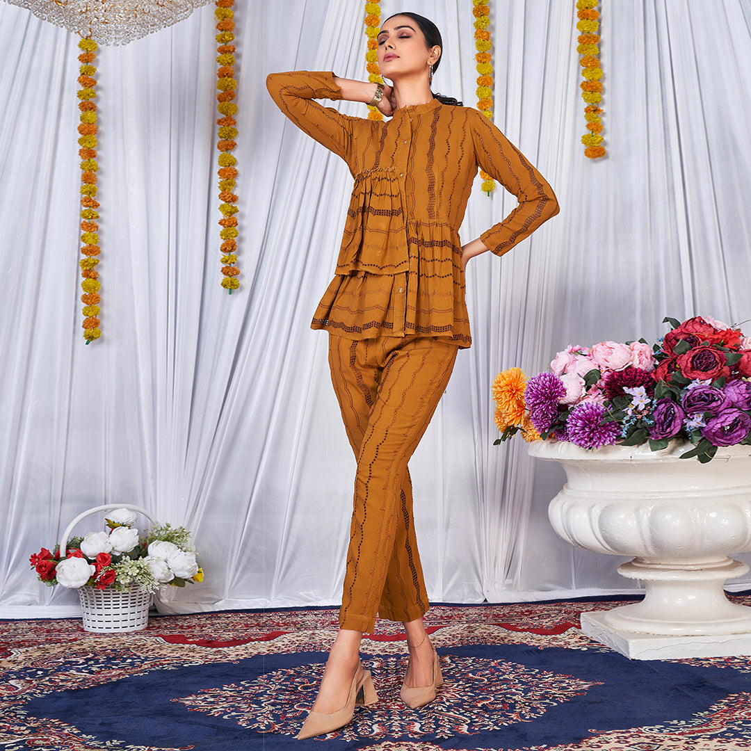 The Dainty Delilah co-ord set featuring a coordinated top and bottoms with delicate detailing.