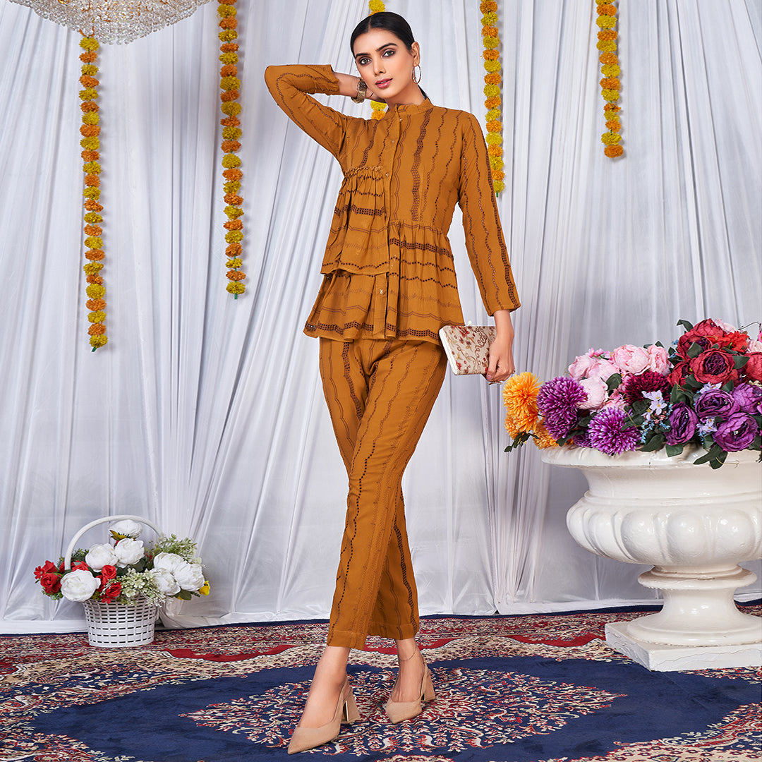 The Dainty Delilah co-ord set featuring a coordinated top and bottoms with delicate detailing.