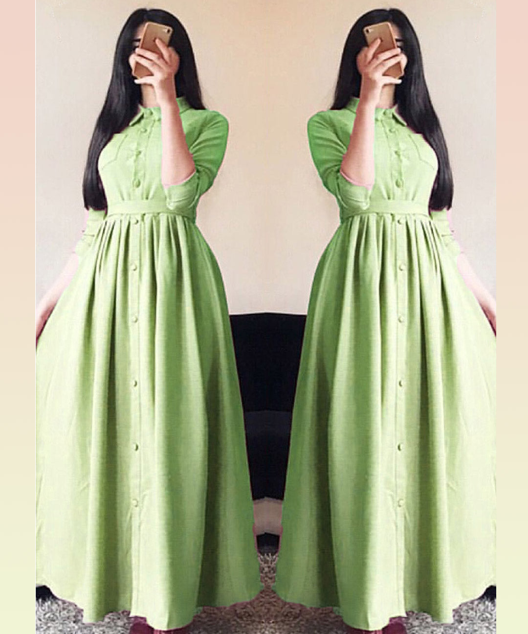 Glorious Linen Silk Parrot green Designer Wear Western Gown