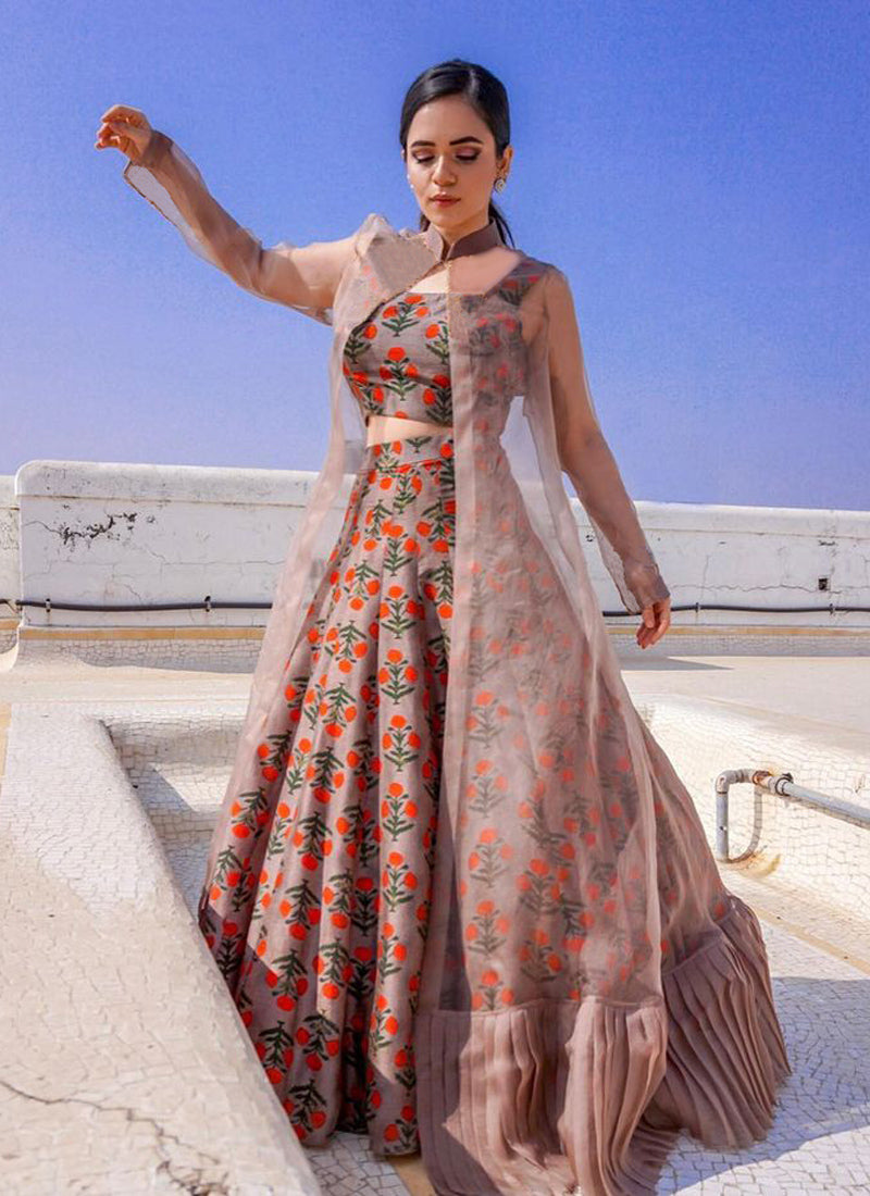 Floral Cotton And Net Party Wear Lehenga Choli - Main Image