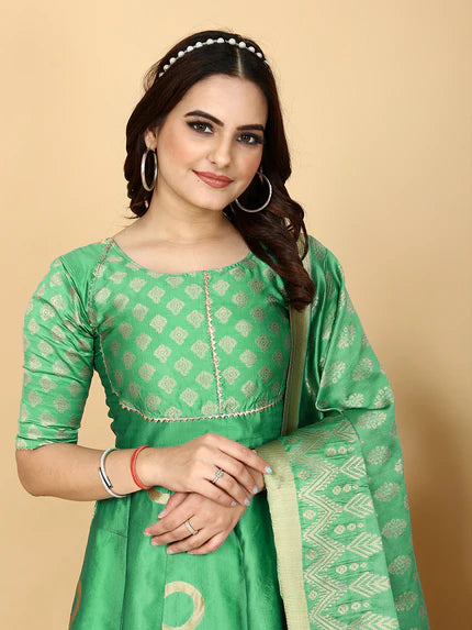 Discover the Elegance of the Magnetic Green Designer Wear Woven Sharara Set