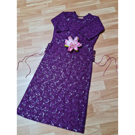 Discover the Elegance of the Purple Bodyfit Side Tassel Chikankari Long Kurti