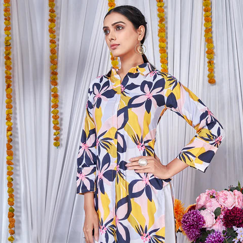 Elevate Your Wardrobe with a Yellow Floral Printed Co-Ord Set