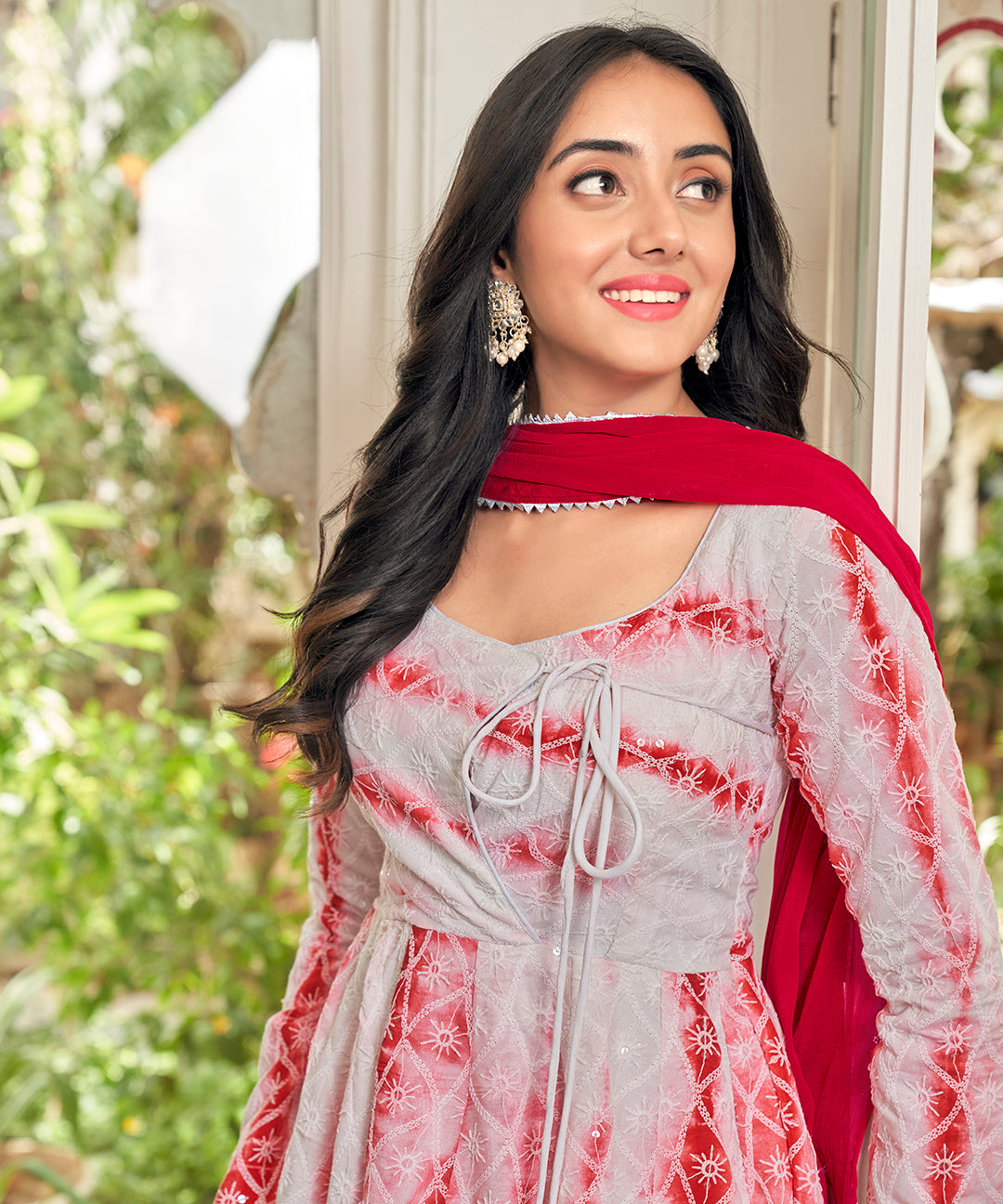 Buy Red Georgette Embroidery Jolly Chikankari Kurta And Palazzo Pant Set  For Women by LABEL AISHWARYRIKA Online at Aza Fashions.