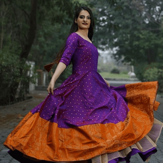 Buy Purple Georgette Embroidery Sequin Asymmetric Sleeve Gown For Women by  House of Tushaom Online at Aza Fashions.