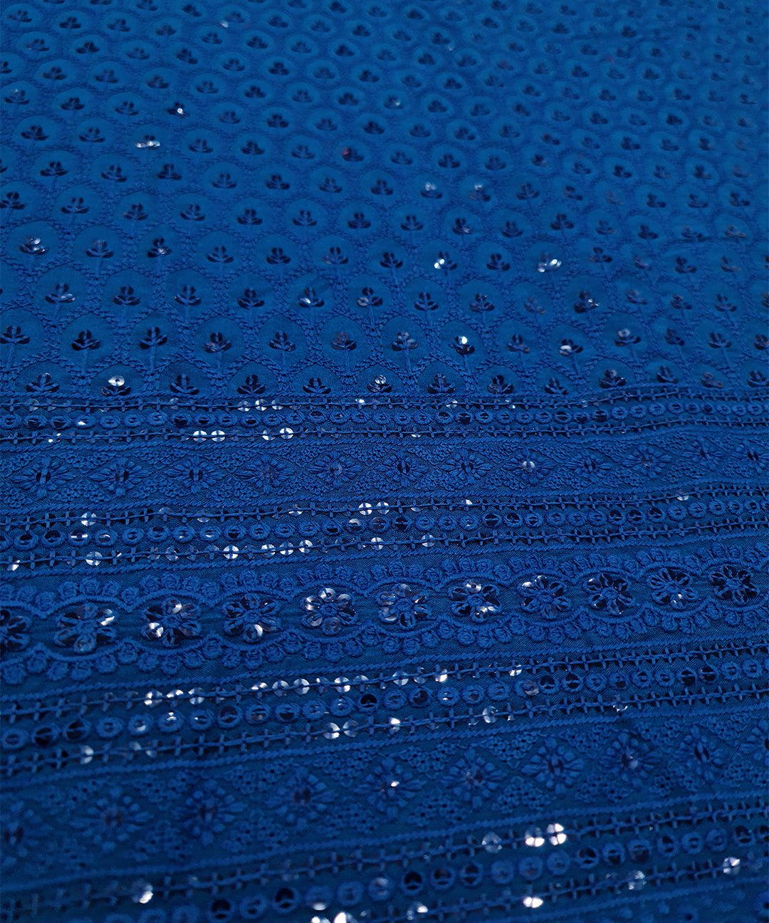 Sapphire Blue Chikankari Work Dress Material