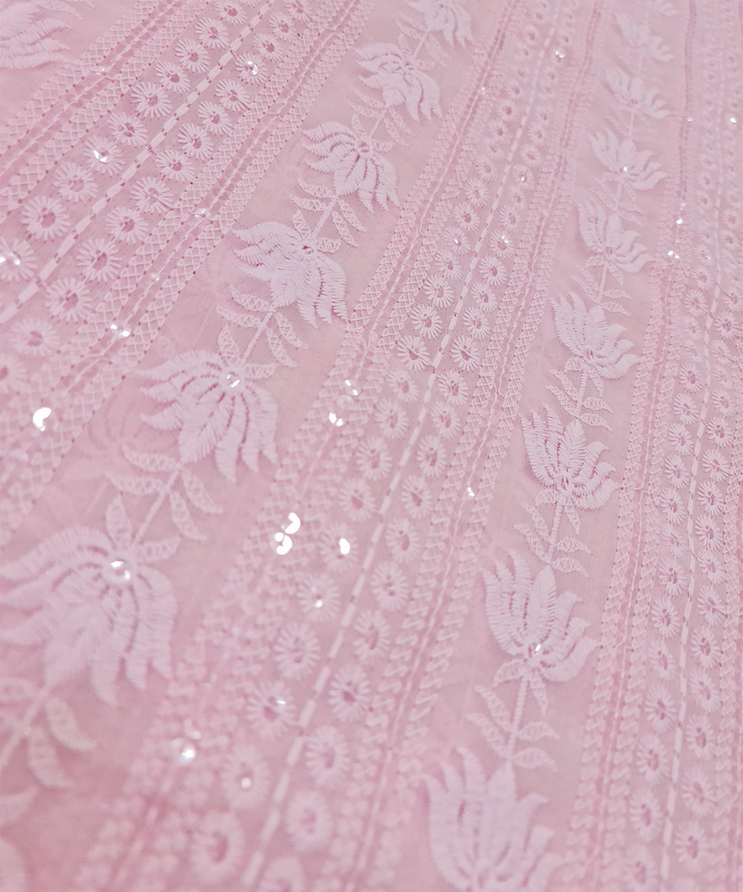 Petal Pink Chikankari Work Dress Material