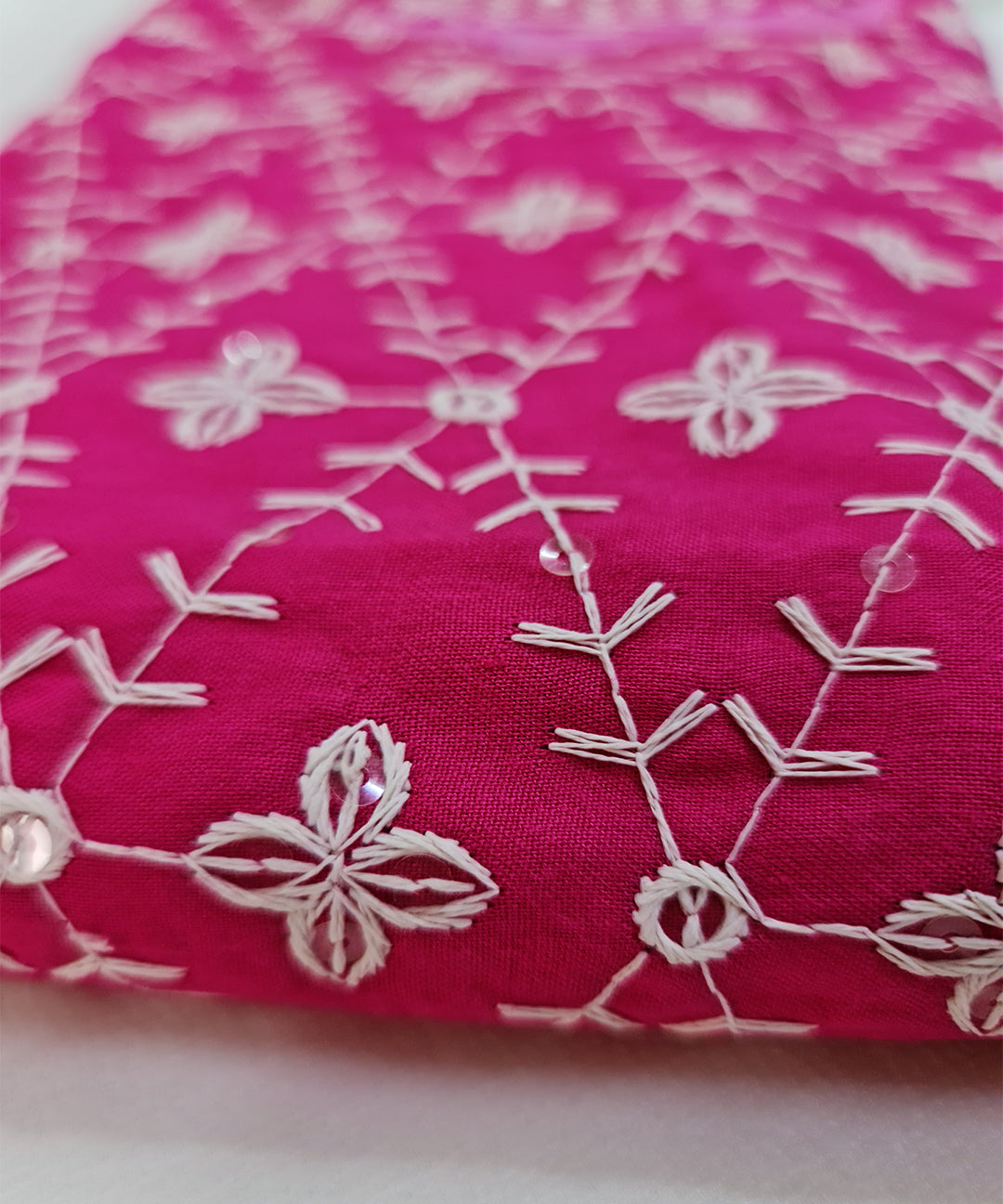Pink Chikankari Work Dress Material