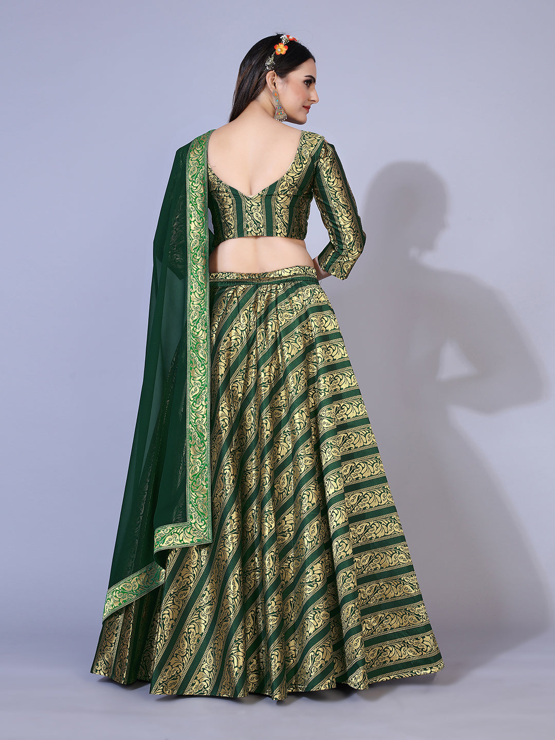 Fluorescent green lehenga top