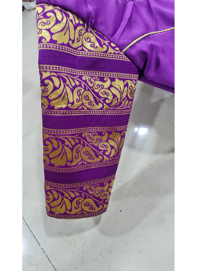 Purple Woven Georgette Gown