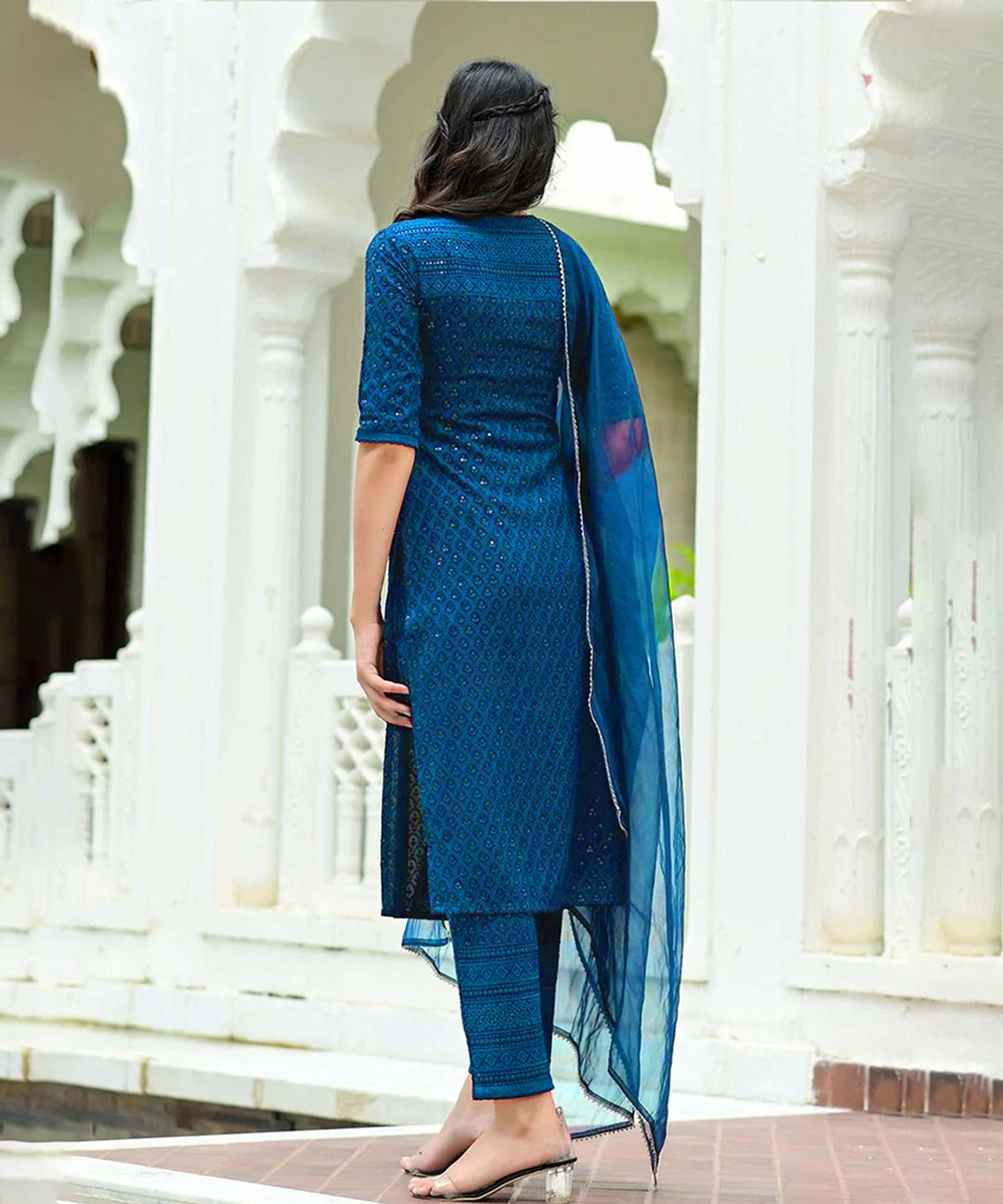 Rayon Blue Chikankari Salwar Suit